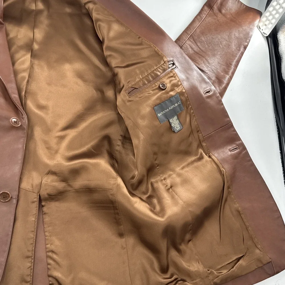 Vintage Banana Republic Leather Blazer Size 40R Brown